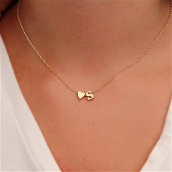 Heart Initial Necklace For Women