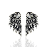 Gothic Silver Angel Wings Earrings Unisex