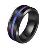 Black Blue  Steel Ring For Men