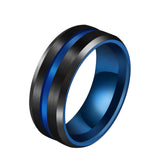 Black Blue  Steel Ring For Men