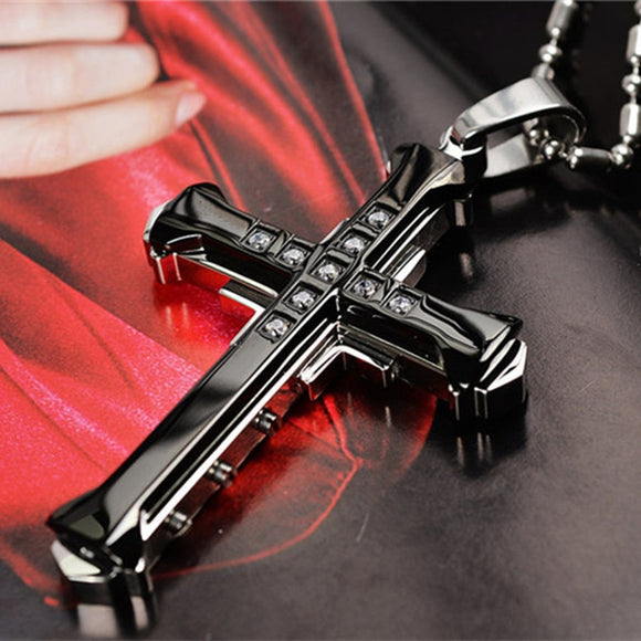 Crystal Cross Jesus Necklace For Men